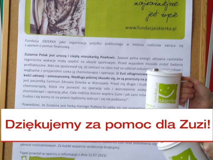 Dziękujemy za pomoc dla Zuzi!
