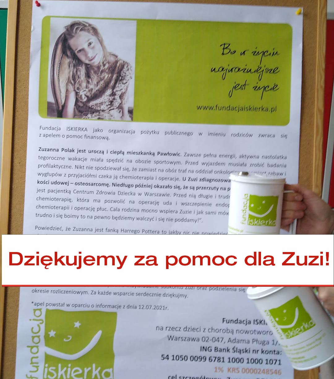 Dziękujemy za pomoc dla Zuzi!